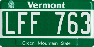 VT license plate LFF763