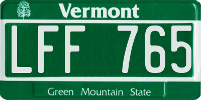 VT license plate LFF765