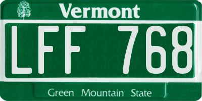 VT license plate LFF768