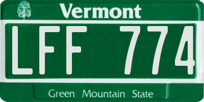 VT license plate LFF774
