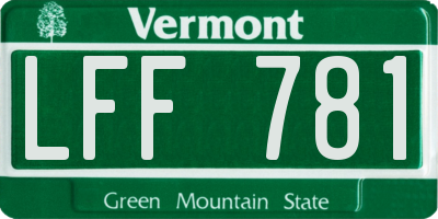 VT license plate LFF781