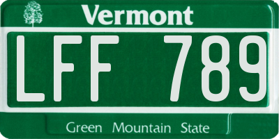VT license plate LFF789