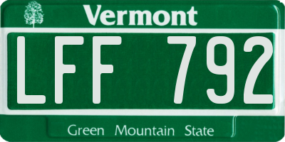 VT license plate LFF792