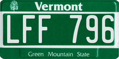 VT license plate LFF796
