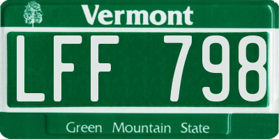 VT license plate LFF798