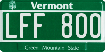 VT license plate LFF800