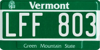 VT license plate LFF803