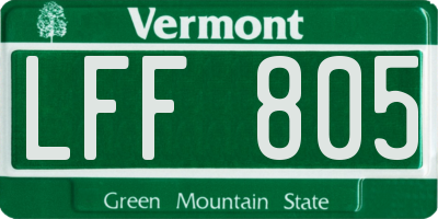 VT license plate LFF805