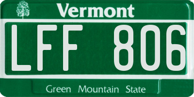 VT license plate LFF806