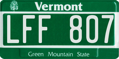 VT license plate LFF807