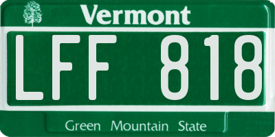 VT license plate LFF818