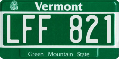 VT license plate LFF821