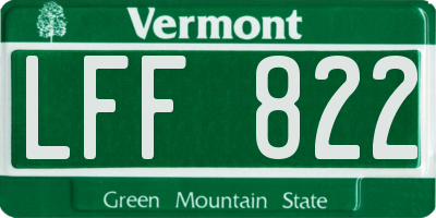 VT license plate LFF822