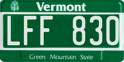 VT license plate LFF830