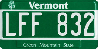 VT license plate LFF832