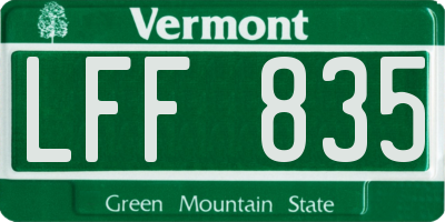 VT license plate LFF835