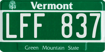 VT license plate LFF837