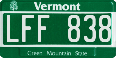 VT license plate LFF838