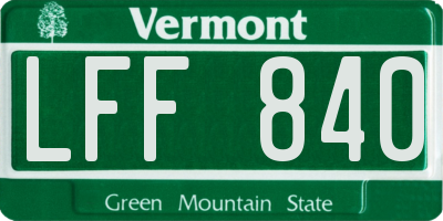 VT license plate LFF840