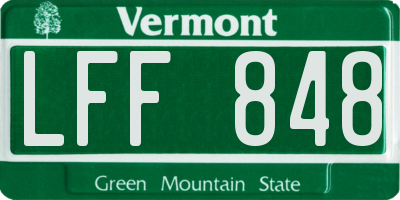 VT license plate LFF848