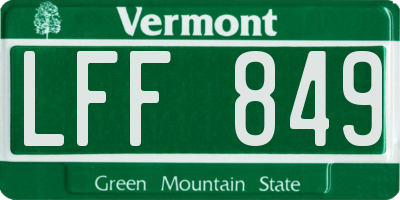 VT license plate LFF849