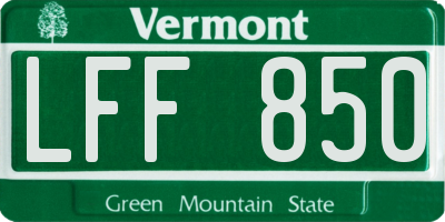 VT license plate LFF850