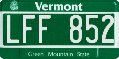 VT license plate LFF852