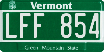 VT license plate LFF854