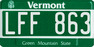 VT license plate LFF863