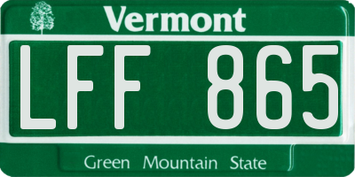 VT license plate LFF865