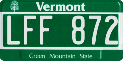 VT license plate LFF872