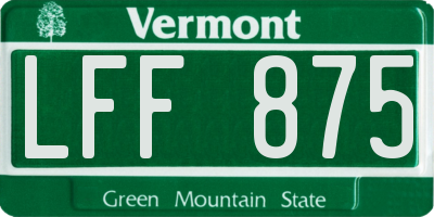 VT license plate LFF875