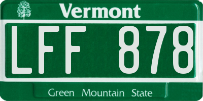 VT license plate LFF878