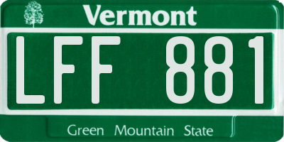 VT license plate LFF881