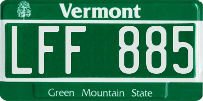 VT license plate LFF885