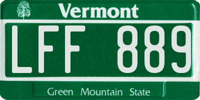 VT license plate LFF889
