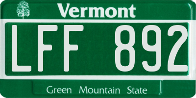 VT license plate LFF892