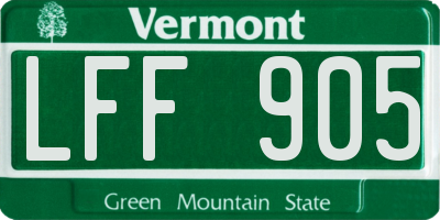 VT license plate LFF905