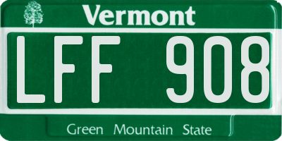 VT license plate LFF908