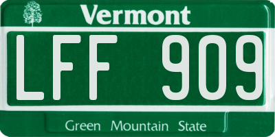VT license plate LFF909