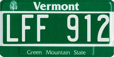 VT license plate LFF912