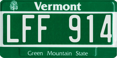 VT license plate LFF914