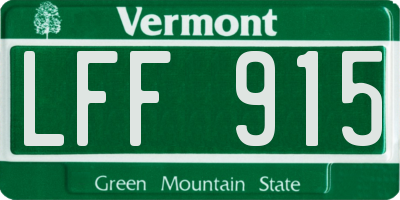 VT license plate LFF915