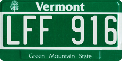 VT license plate LFF916