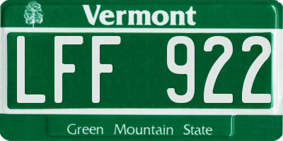 VT license plate LFF922