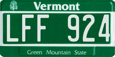 VT license plate LFF924