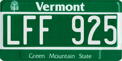 VT license plate LFF925