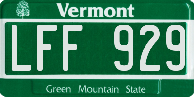 VT license plate LFF929