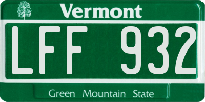 VT license plate LFF932
