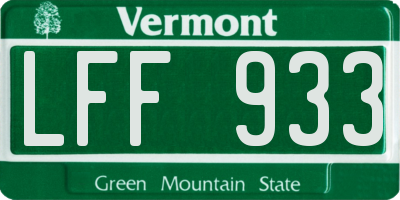 VT license plate LFF933